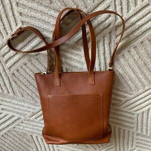 Portland Leather Goods Medium Cross-Body Tote Full Grain Leather Honey Brown